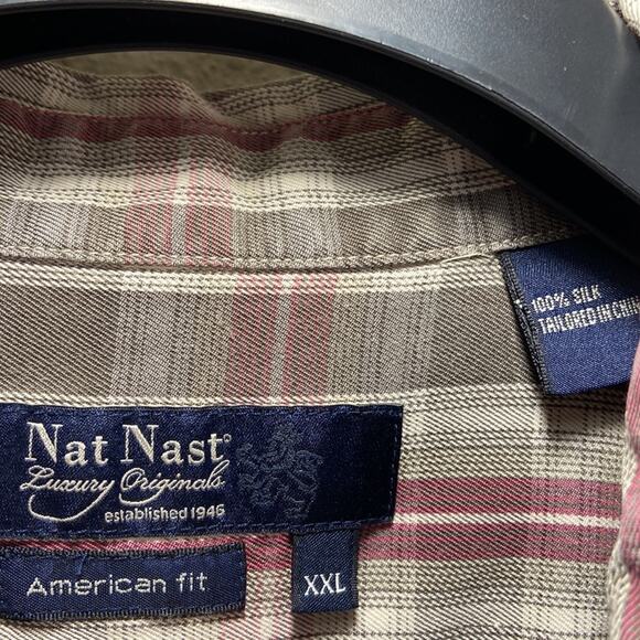 SOLD IN EBAY-Nat Nash Men Brown/Burgundy 100% Silk Button Down Shirt Size XXL - Picture 8 of 8